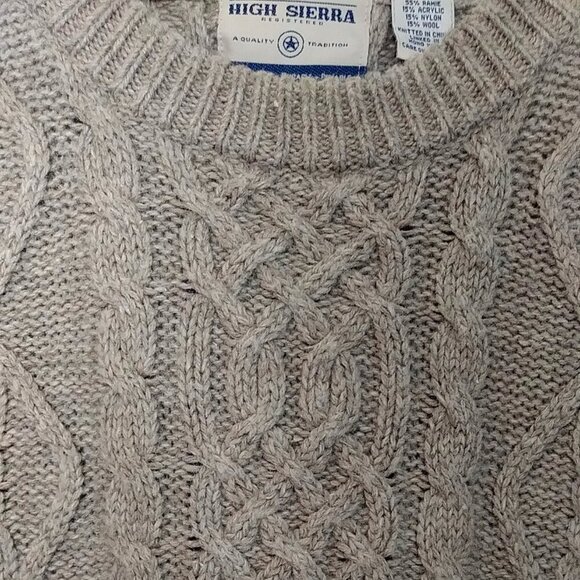 Vintage High Sierra Cable Knit Sweater | Size L | Light Brown - Picture 5 of 7